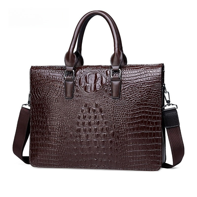 Men's crocodile pattern laptop bag briefcase