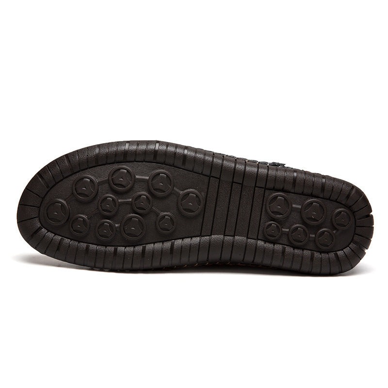 Men's business leather shoes with breathable foot cover, hand-sewn retro casual shoes
