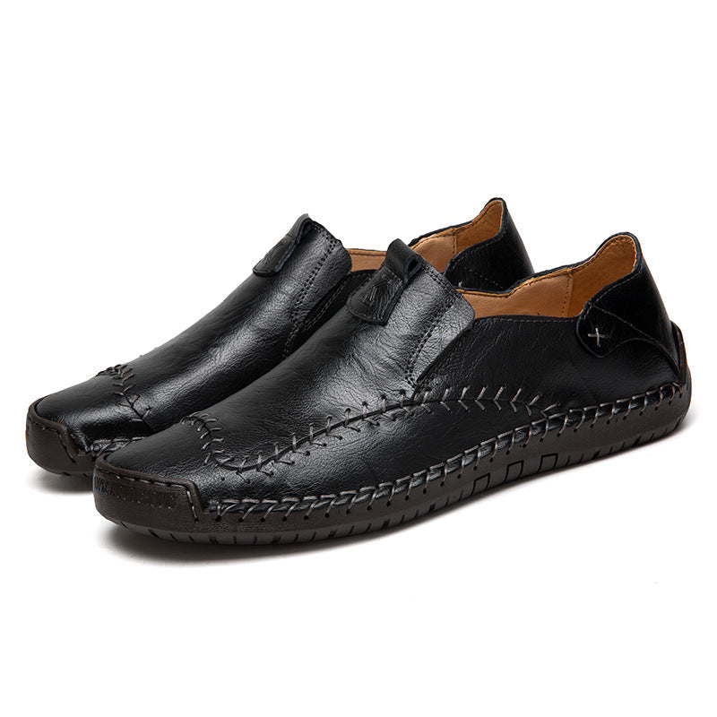 Men's business leather shoes with breathable foot cover, hand-sewn retro casual shoes
