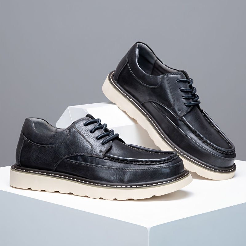 Calveto Handmade Men's Business Soft Cowhide Casual Derby Shoes