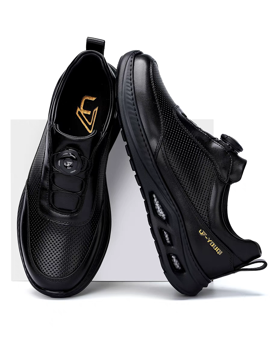 Calveto Men's Top-Grain Leather Casual Sneakers | Breathable Luxury Lifestyle Shoes