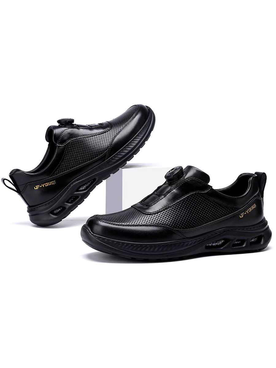 Calveto Men's Top-Grain Leather Casual Sneakers | Breathable Luxury Lifestyle Shoes