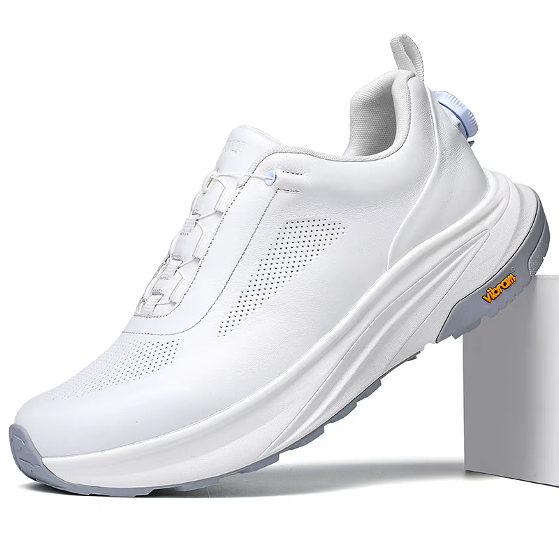 Calveto Men's New Top-Grain Leather Sneakers | Buckle Detail Premium Casual Shoes