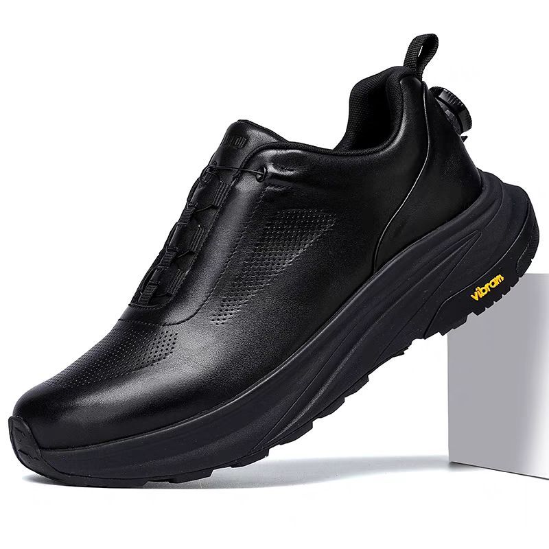 Calveto Men's New Top-Grain Leather Sneakers | Buckle Detail Premium Casual Shoes