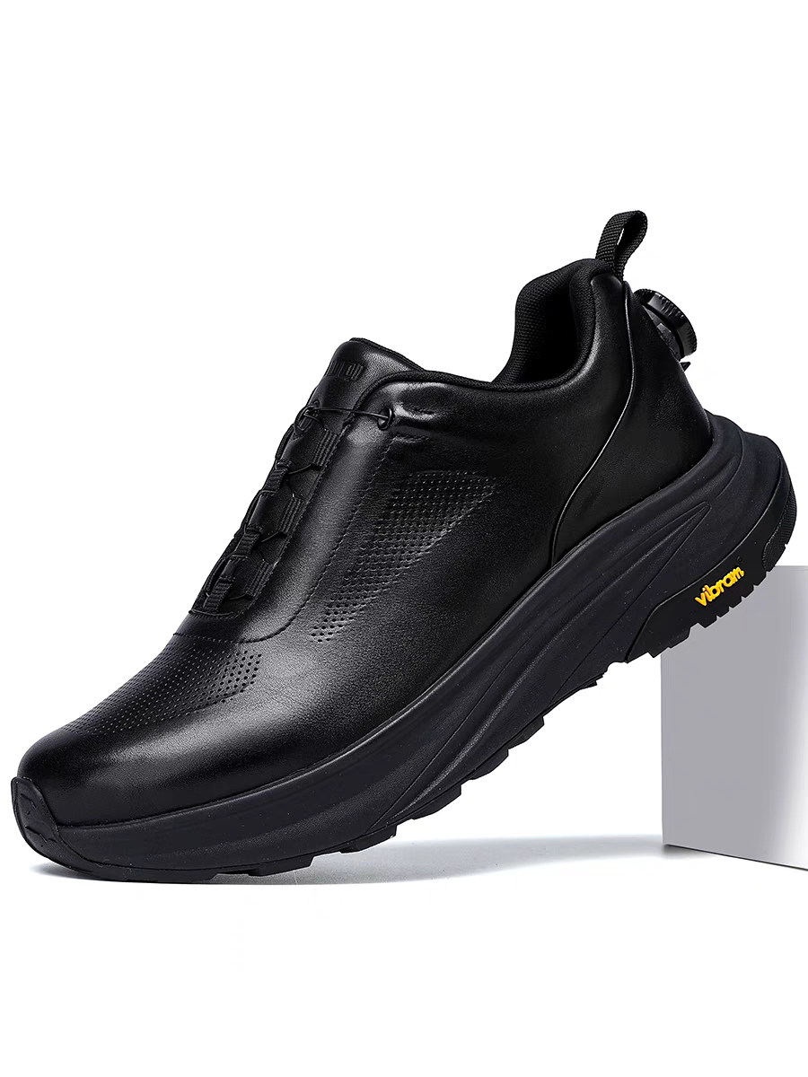 Calveto Men's New Top-Grain Leather Sneakers | Buckle Detail Premium Casual Shoes