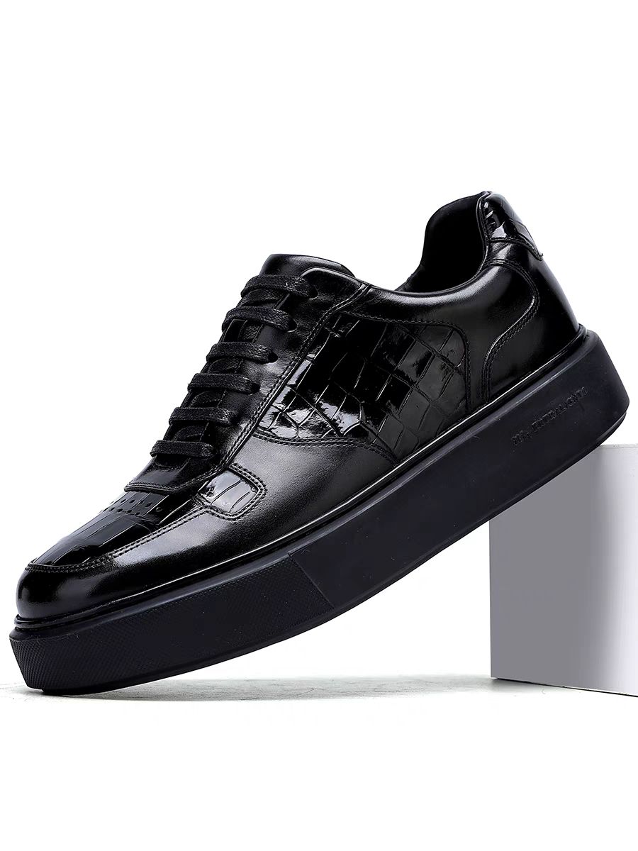 Calveto Men's New Top-Grain Leather Minimalist Sneakers | Style-Adapt Casual Shoes