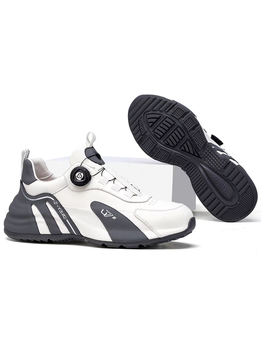 Calveto Men's Full-Grain Leather Chunky Sneakers | Rotating Buckle Design