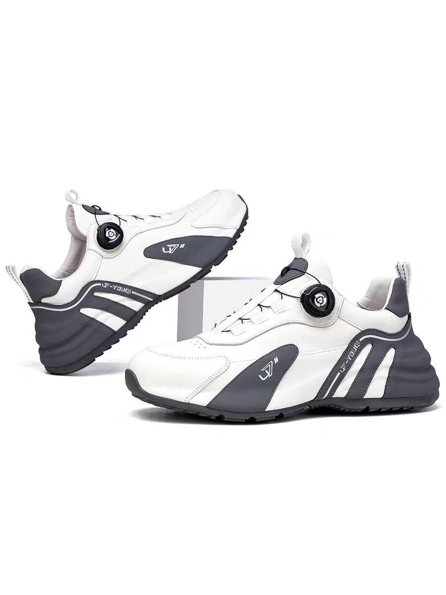 Calveto Men's Full-Grain Leather Chunky Sneakers | Rotating Buckle Design
