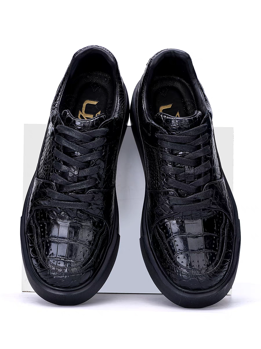 Calveto Men's CITES-Certified Alligator Leather Sneakers | Architectural Minimalist Design