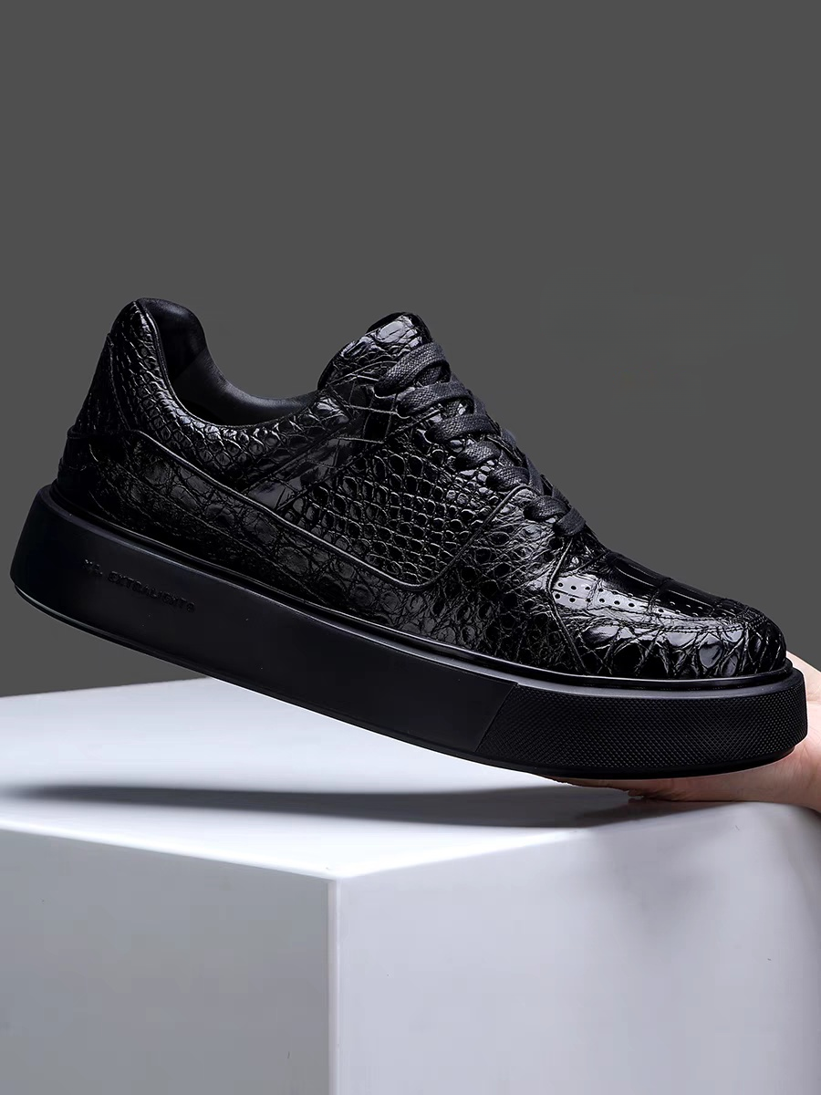 Calveto Men's CITES-Certified Alligator Leather Sneakers | Architectural Minimalist Design