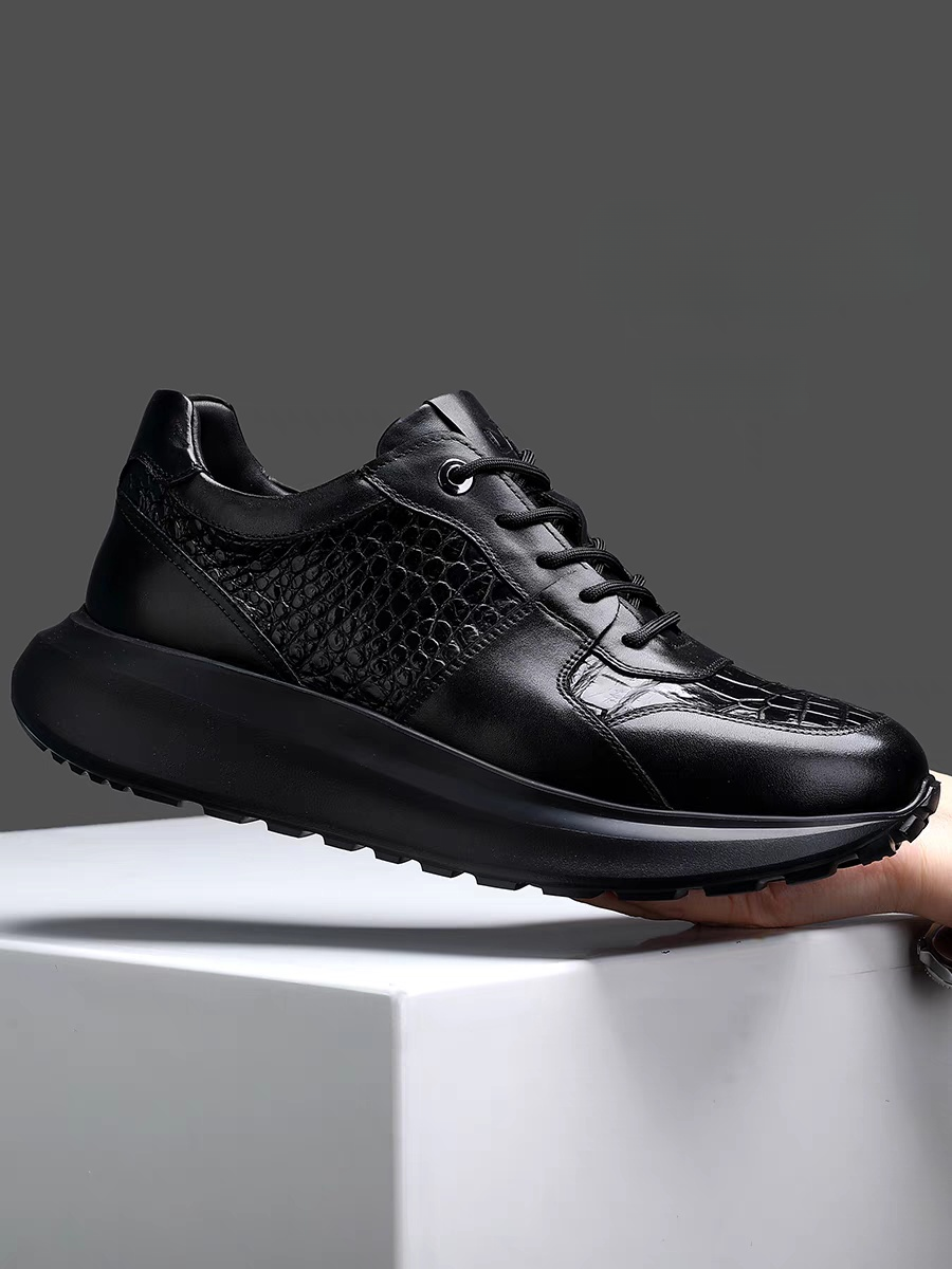 Calveto Men's Top-Grain Leather Platform Sneakers | Architectural Lifestyle Footwear