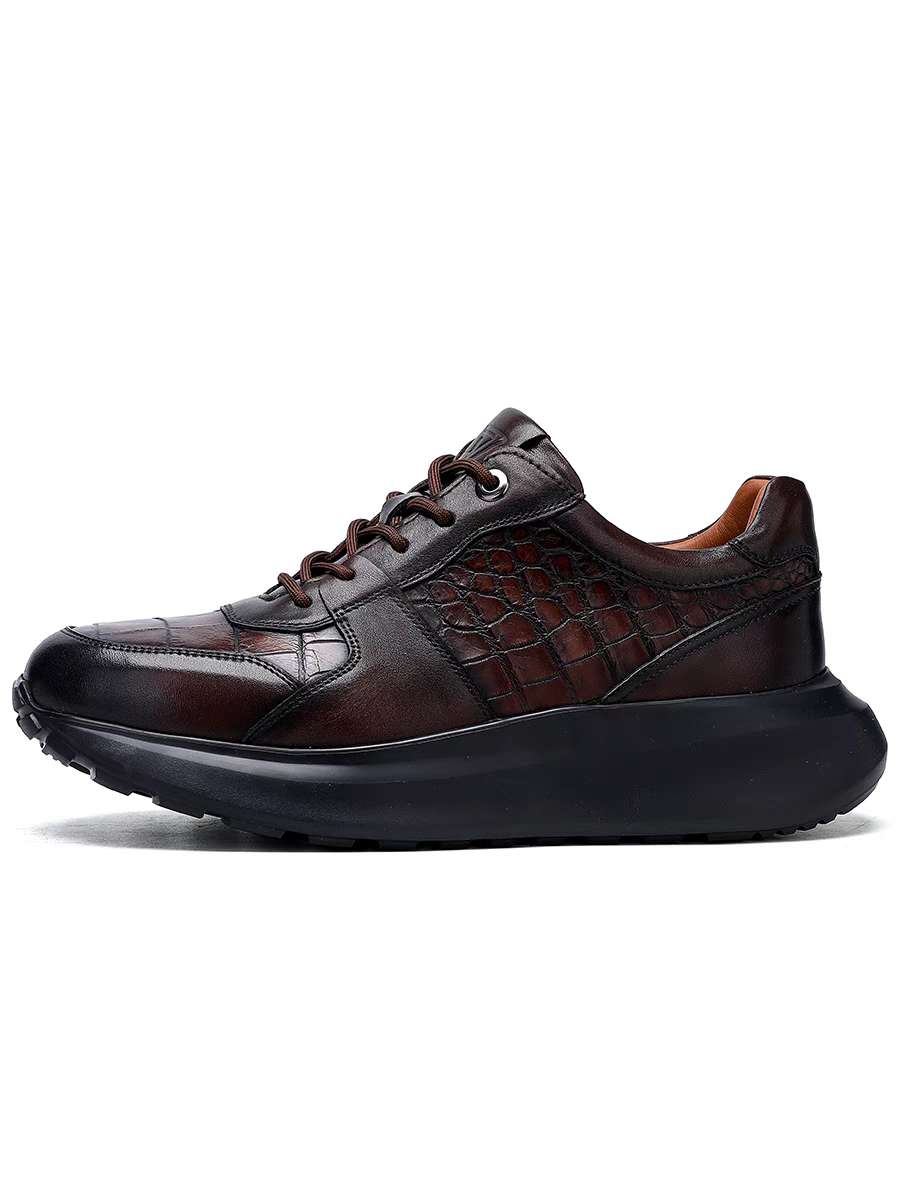 Calveto Men's Top-Grain Leather Platform Sneakers | Architectural Lifestyle Footwear