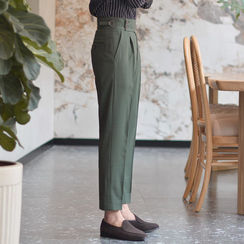 Pantalones de traje de caballero parisinos chic y versátiles de primera calidad