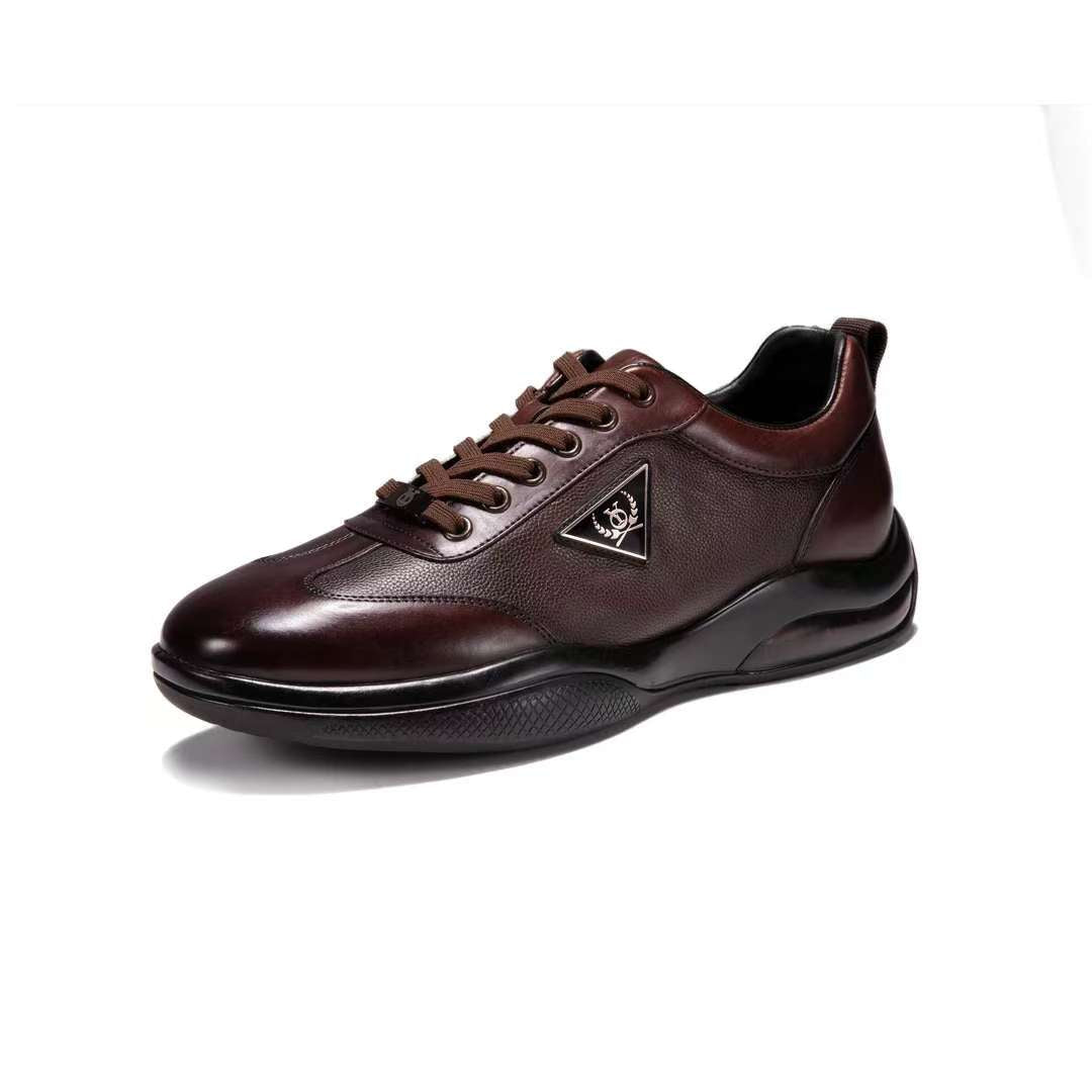 Men's comfortable, fashionable and breathable genuine leather soft-soled casual shoes-Brown