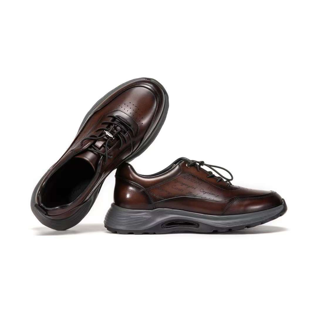 Men's comfortable, fashionable and breathable genuine leather soft-soled casual shoes-Brown