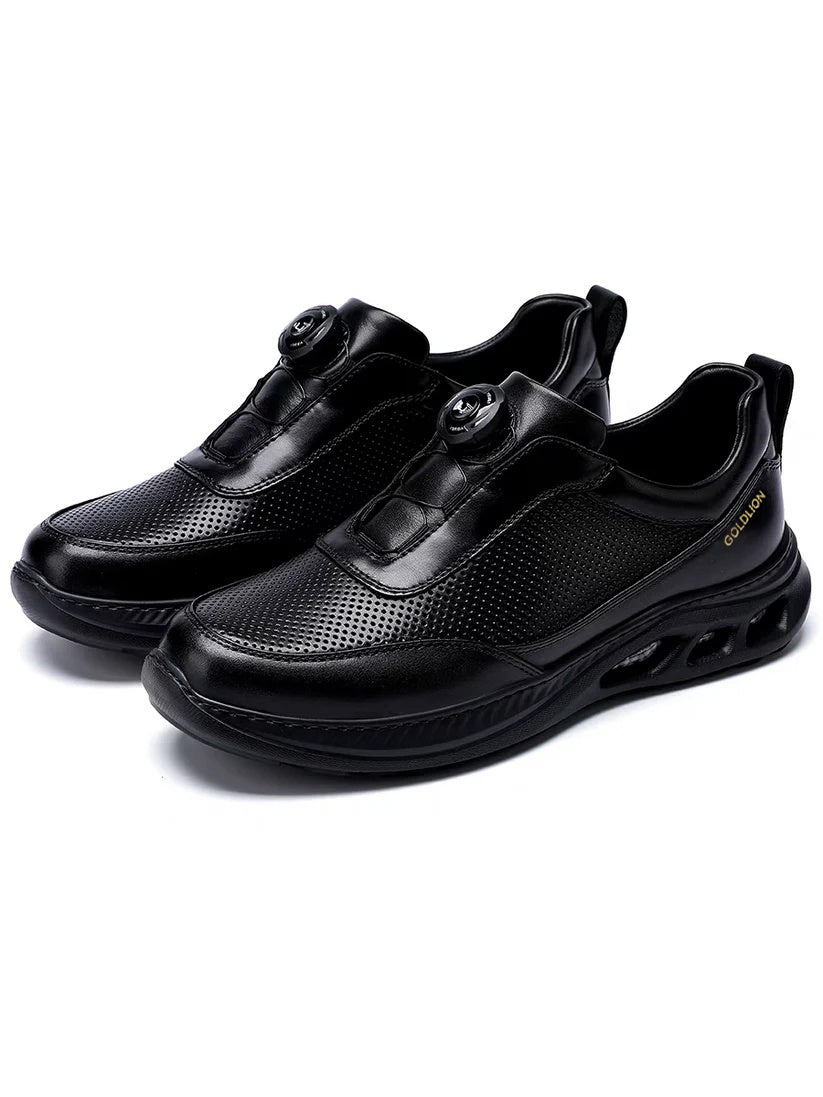 Calveto Men's Top-Grain Leather Casual Sneakers | Breathable Luxury Lifestyle Shoes