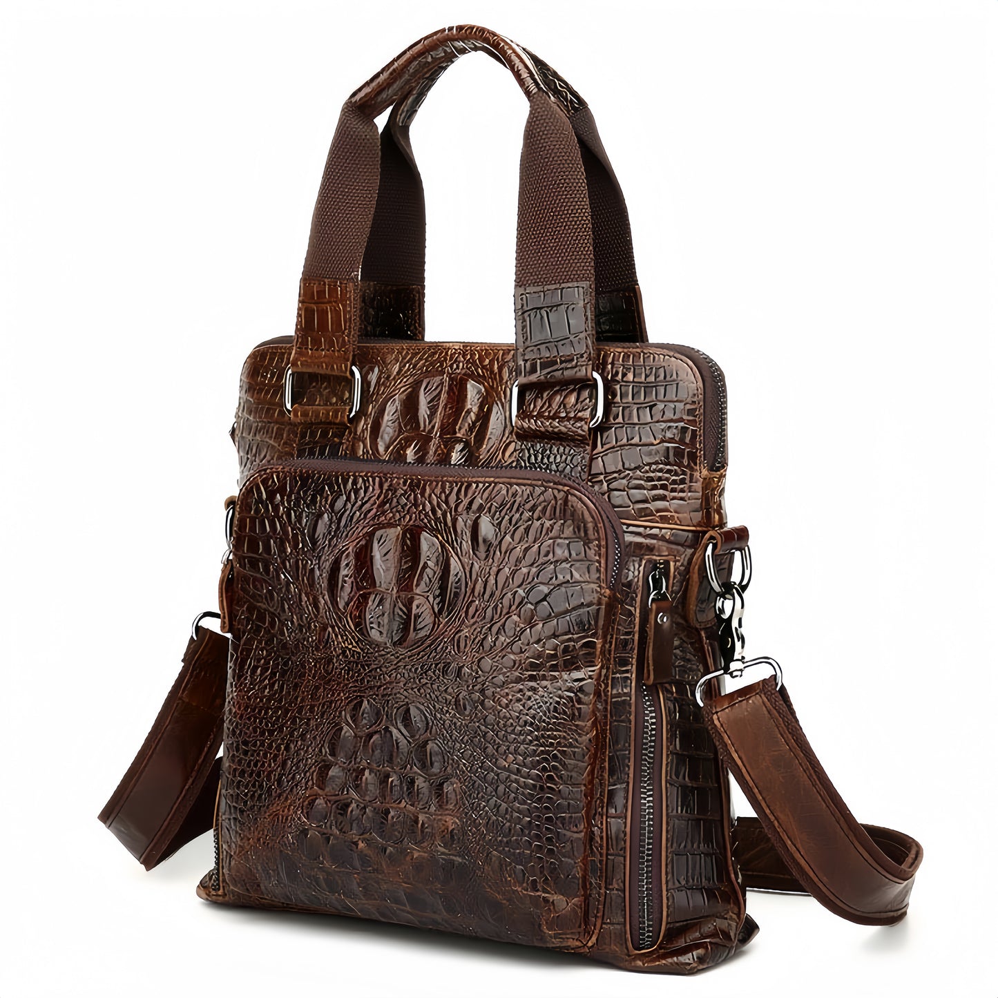 Men's Handheld Briefcase Crocodile Crossbody Bag