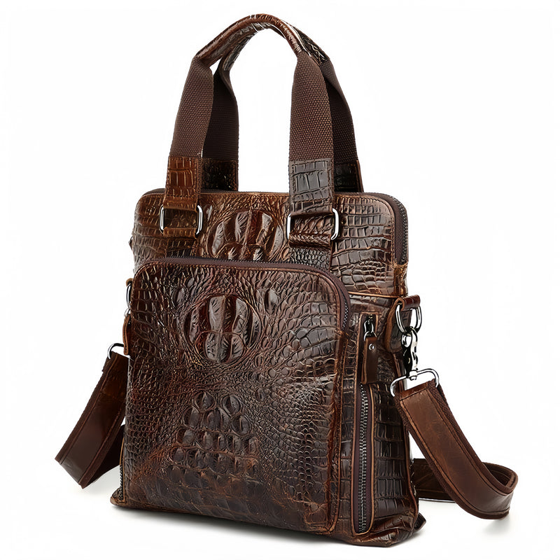 Bolso bandolera tipo maletín de mano con diseño de cocodrilo para hombre