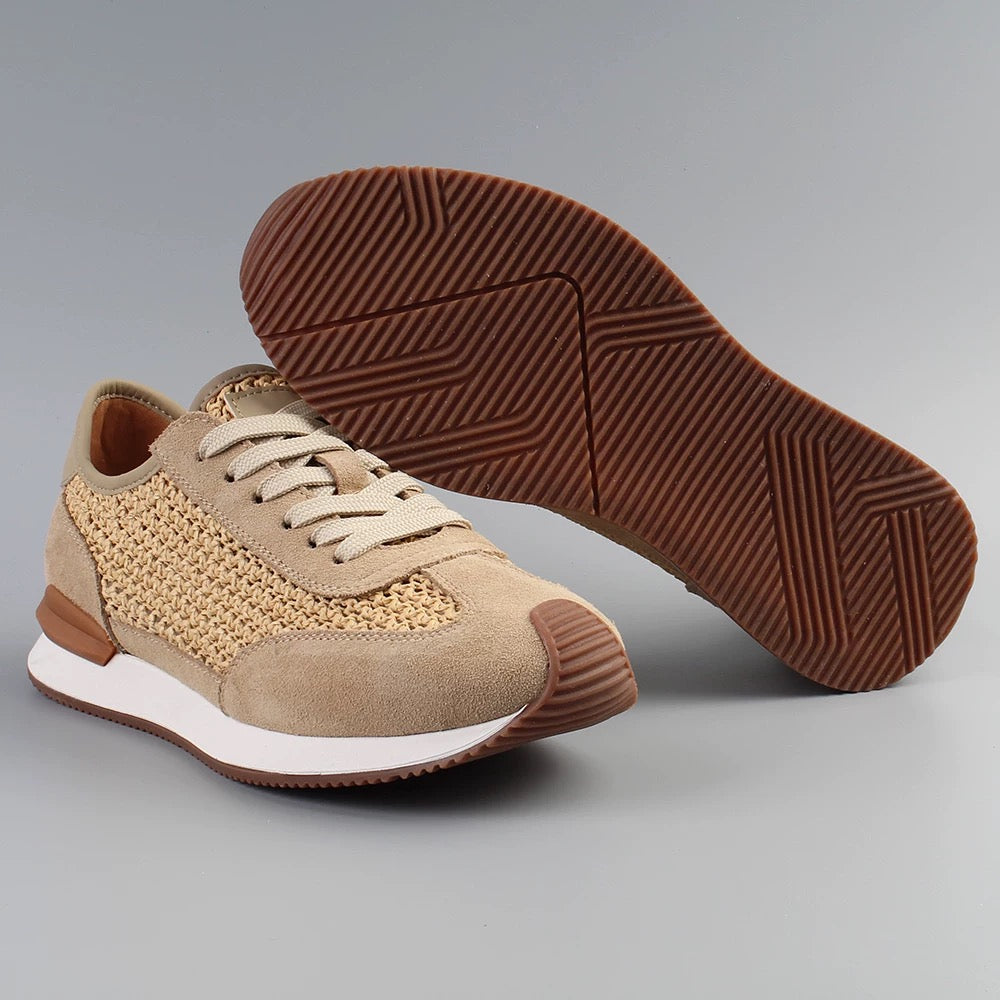 Woven Breathable Mesh Casual Sneakers for Summer 2025 | Genuine Leather & Retro Style
