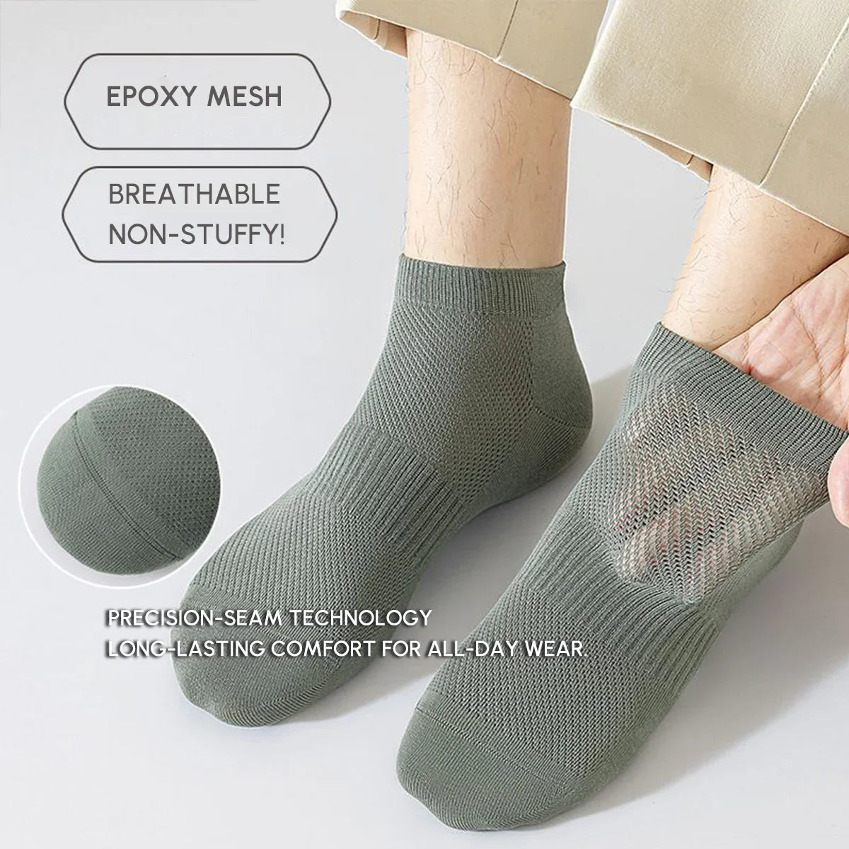 Men's Anti Odor Athletic Socks - Breathable Mesh No Show