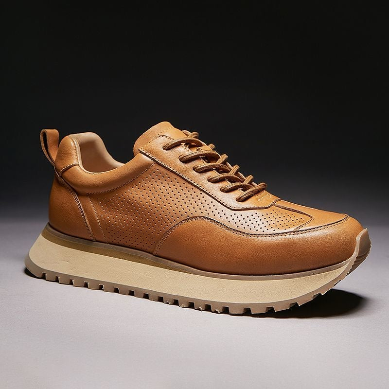 Retro Casual Sneakers for Summer with Genuine Top-Grain Horse Leather | Breathable Hollow-out Design