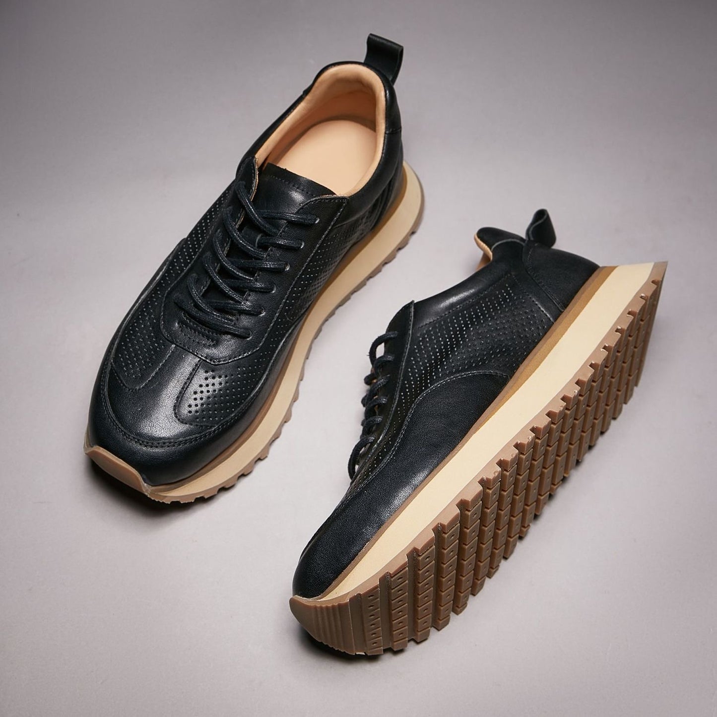 Retro Casual Sneakers for Summer with Genuine Top-Grain Horse Leather | Breathable Hollow-out Design