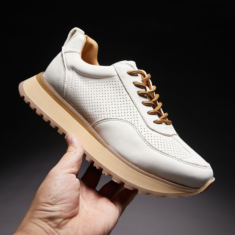 Retro Casual Sneakers for Summer with Genuine Top-Grain Horse Leather | Breathable Hollow-out Design