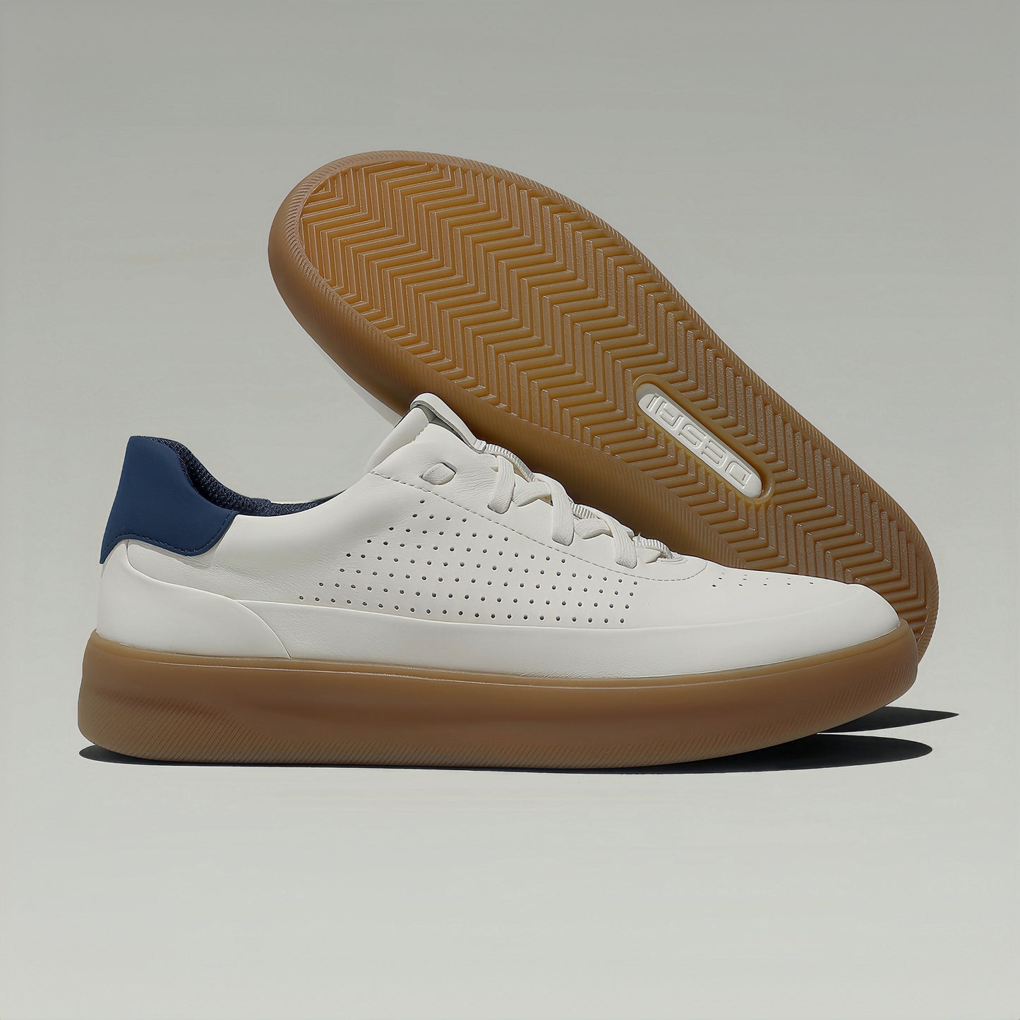Calveto Men's Genuine Leather Versatile Casual Sneakers | Lightweight & Breathable White Sneakers for Summer 2025