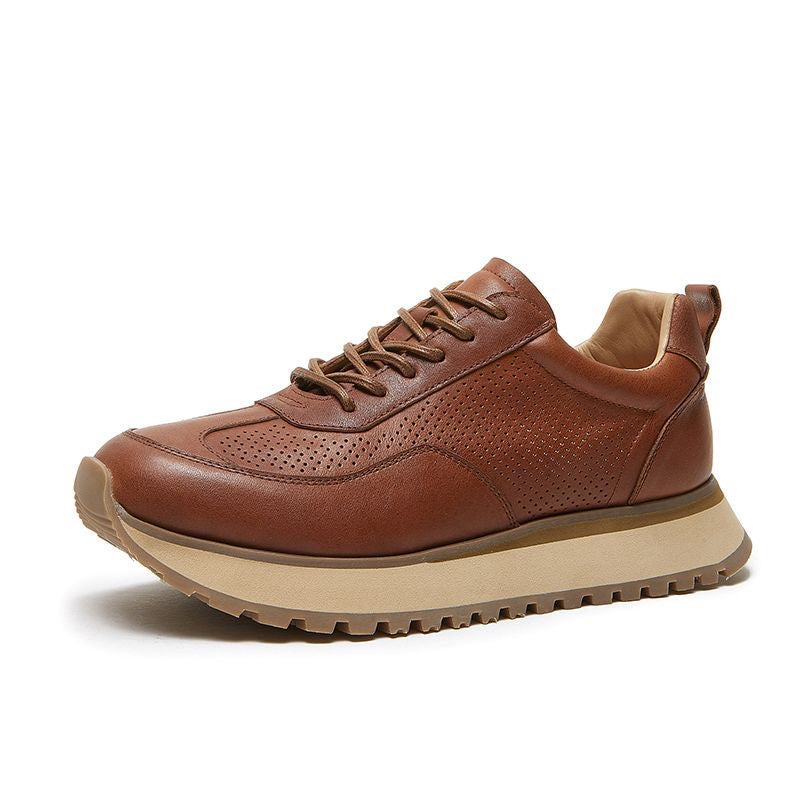 Retro Casual Sneakers for Summer with Genuine Top-Grain Horse Leather | Breathable Hollow-out Design