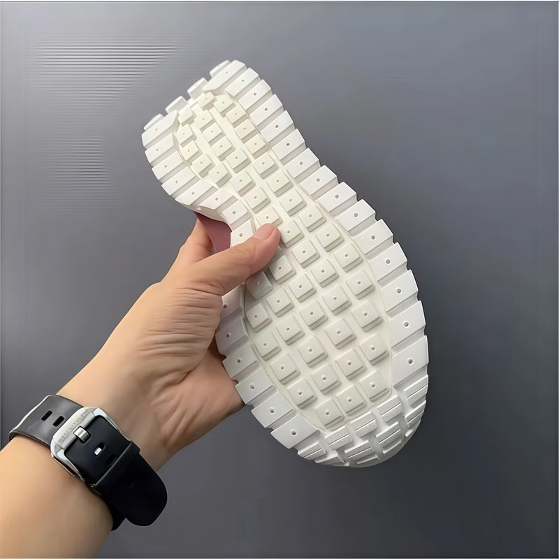 Zapatillas Calveto de piel de vacuno para hombre, estilo retro, blancas, verano 2025 | Suela gruesa, ligeras, transpirables, diseño de lujo