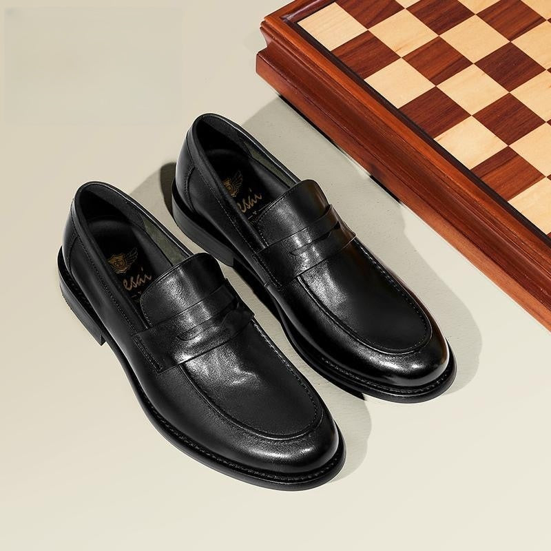 Calveto Business Casual Loafers | Glossy Genuine Cowhide Loafers for Men