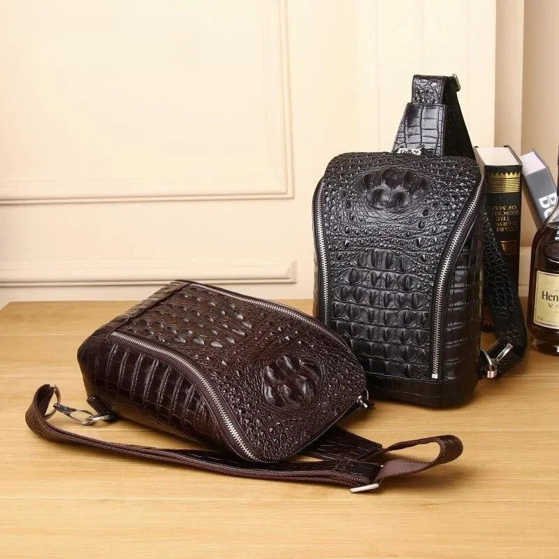 New men's trendy crocodile pattern chest bag