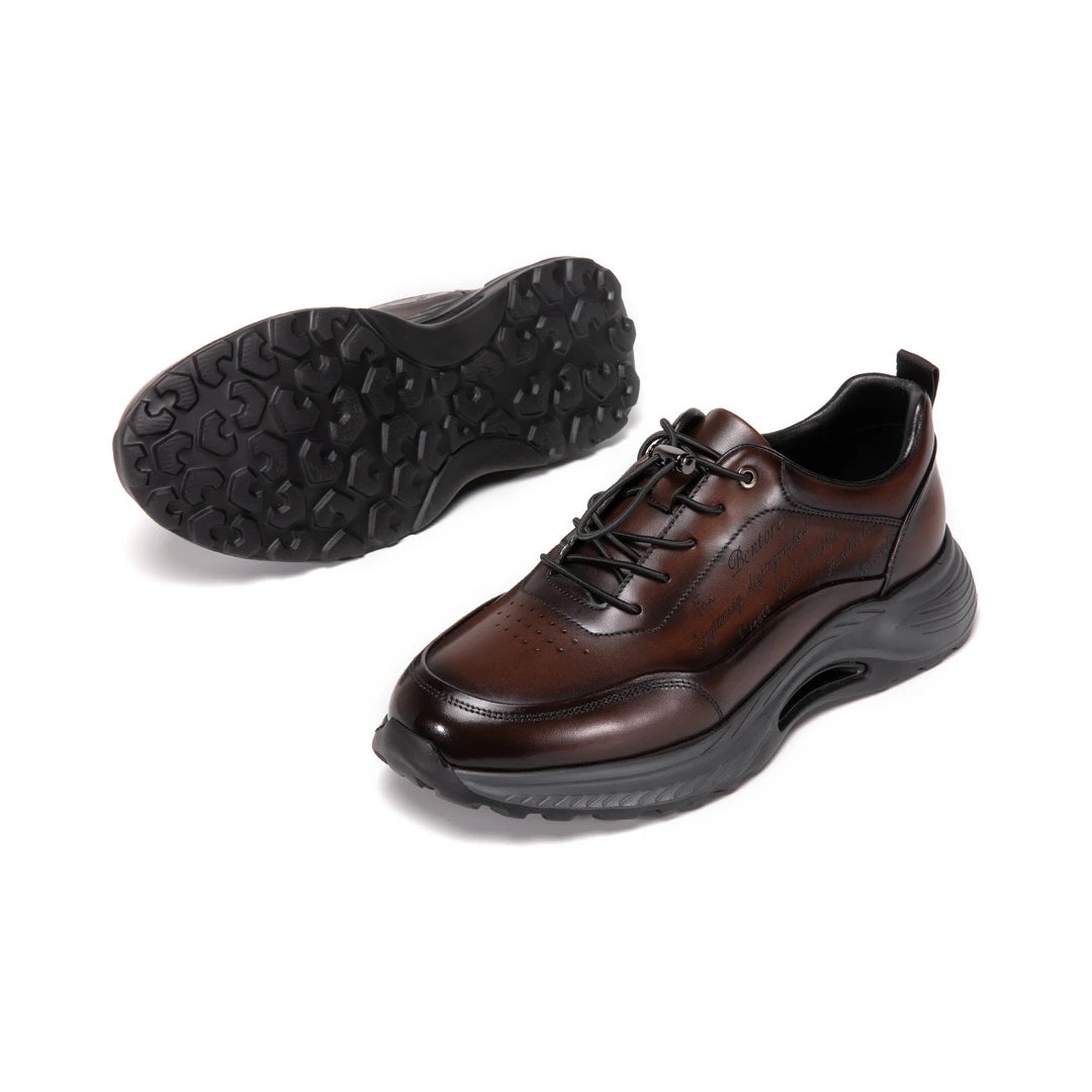 Crafton Heritage Luxe - Men's Artisan Hand-Antiqued Calfskin Clunky Sneakers