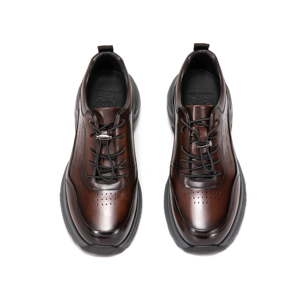 Crafton Heritage Luxe - Men's Artisan Hand-Antiqued Calfskin Clunky Sneakers