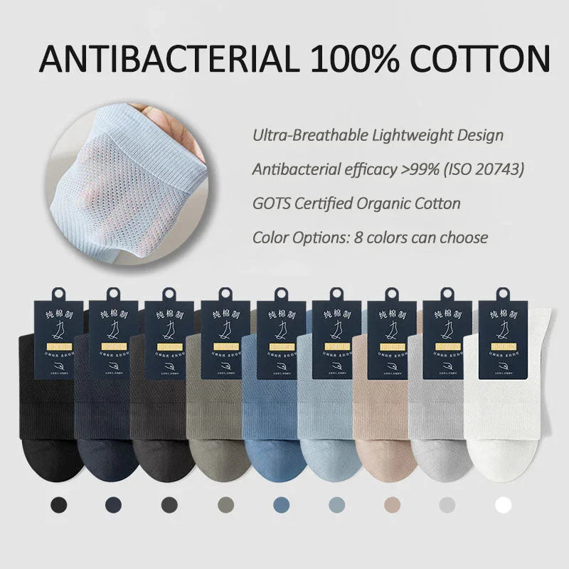 Pure cotton breathable thin business four seasons medium tube mesh cotton socks