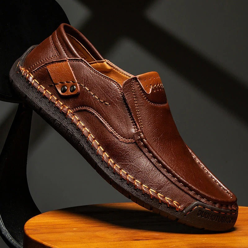 Cowhide flat handmade low-top loafers