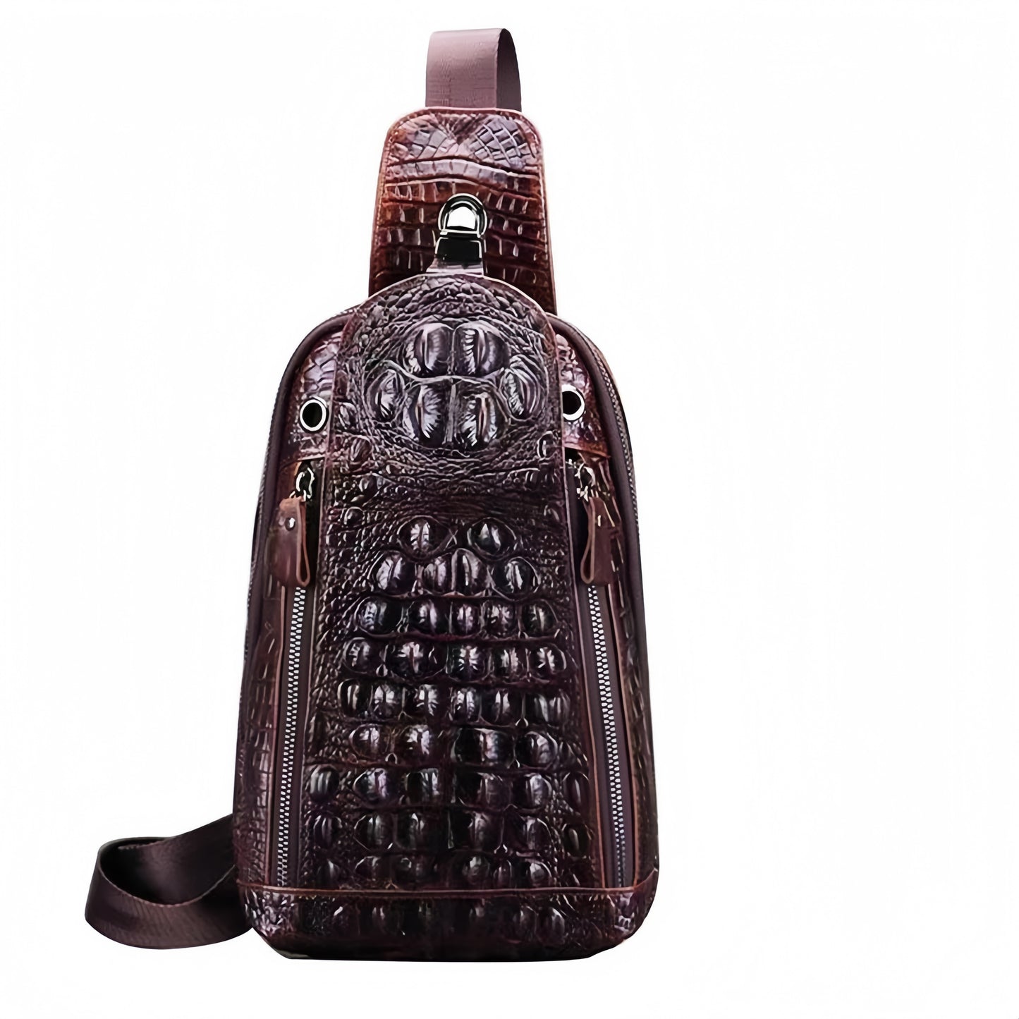 Crocodile Pattern Men's Casual Crossbody Bag