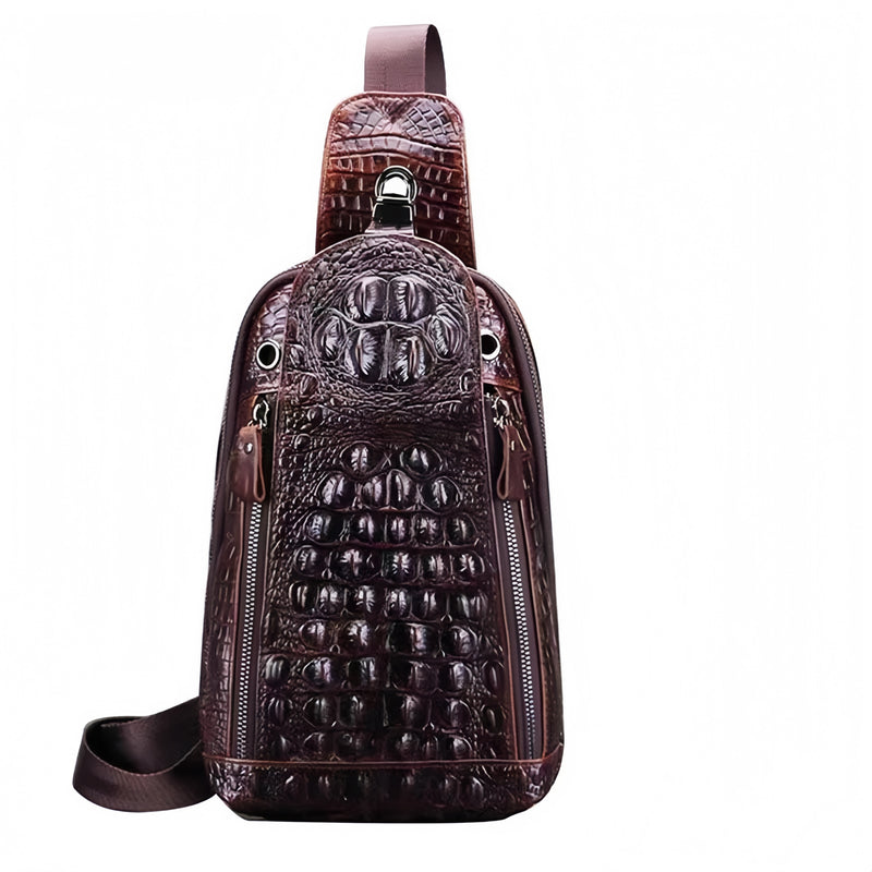 Bolso bandolera informal para hombre con estampado de cocodrilo