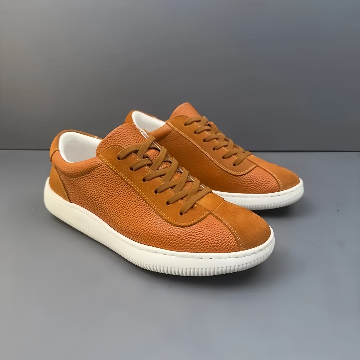 Calveto Simple Summer Fashion Casual White Sneakers | Genuine Leather Comfy Skate Shoes