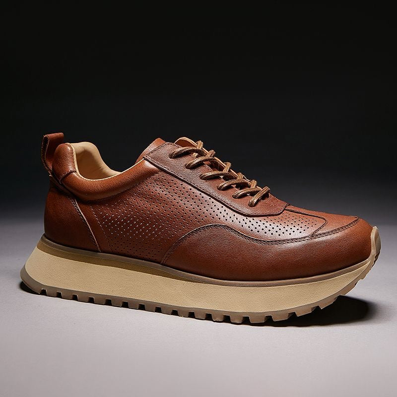 Retro Casual Sneakers for Summer with Genuine Top-Grain Horse Leather | Breathable Hollow-out Design