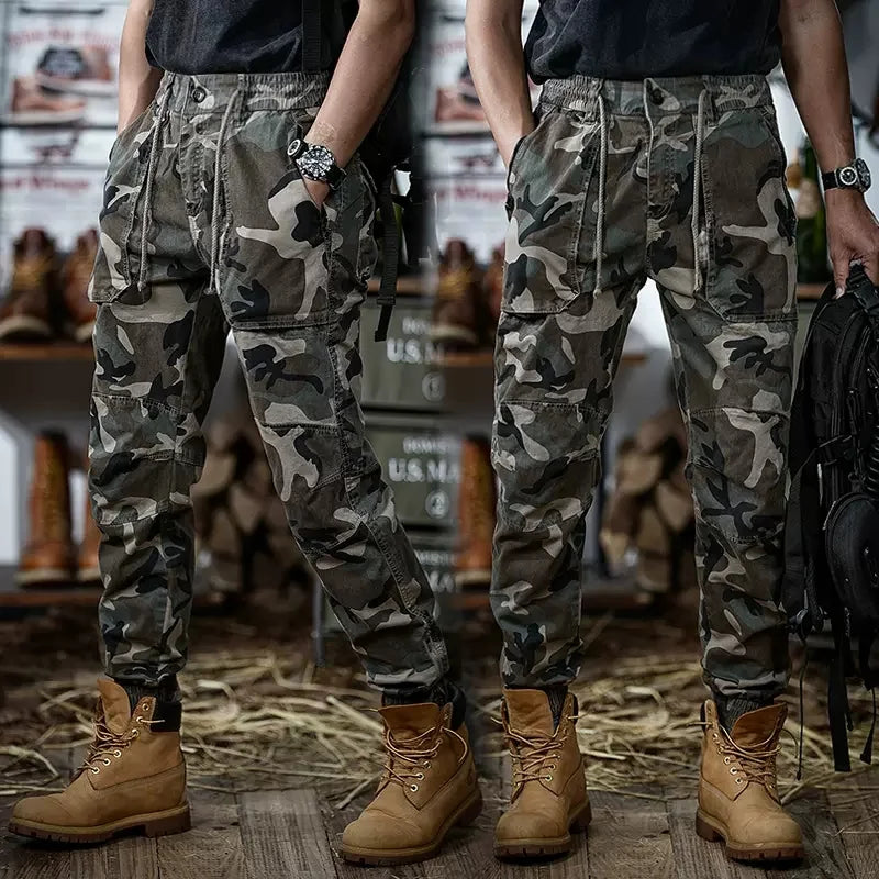 Calveto Plus Size American-style Vintage Cargo Pants