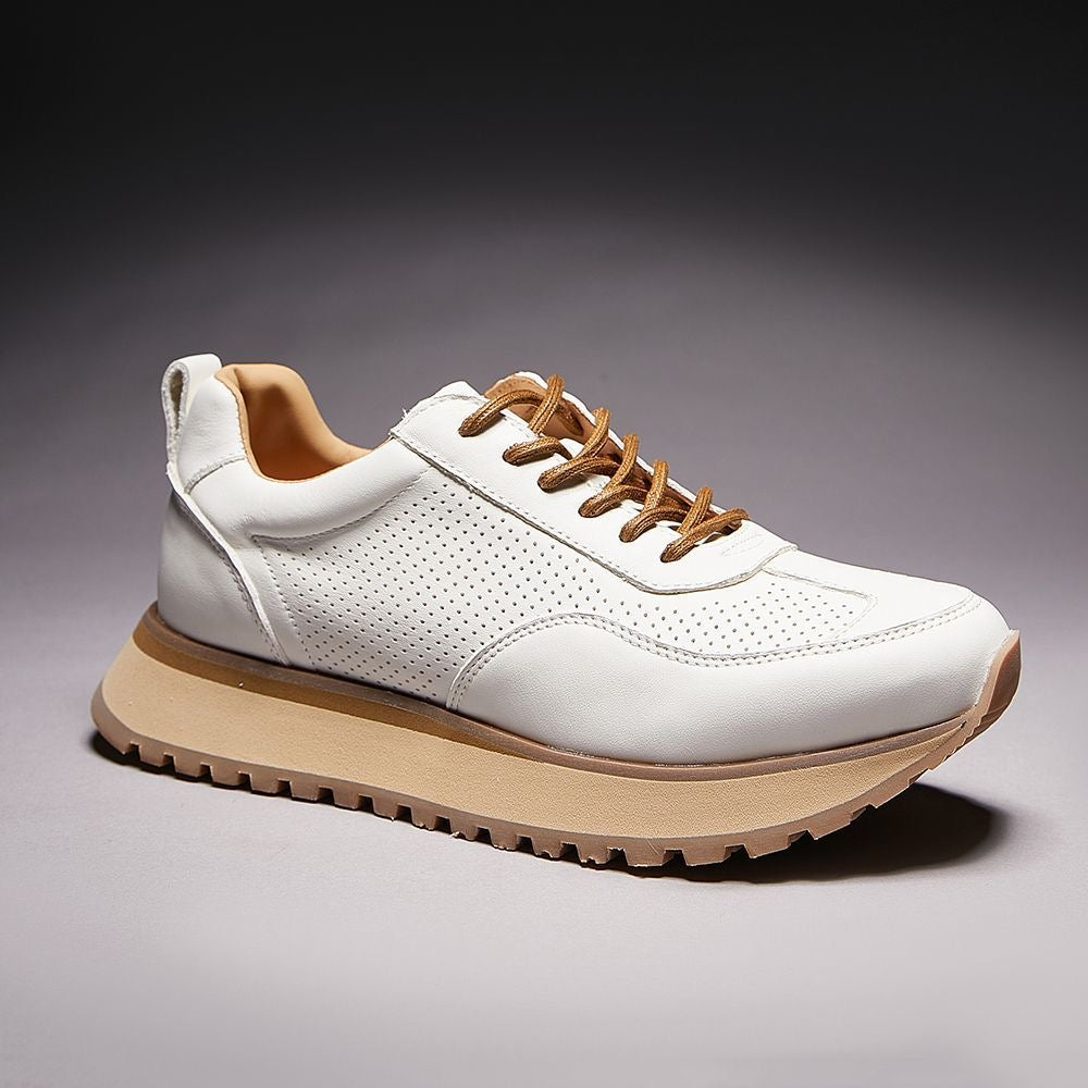 Retro Casual Sneakers for Summer with Genuine Top-Grain Horse Leather | Breathable Hollow-out Design