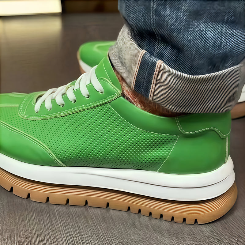 Zapatos Calveto de piel de vacuno para hombre, estilo retro, punta redonda, verano 2025 | Zapatillas deportivas ligeras y transpirables para el tiempo libre