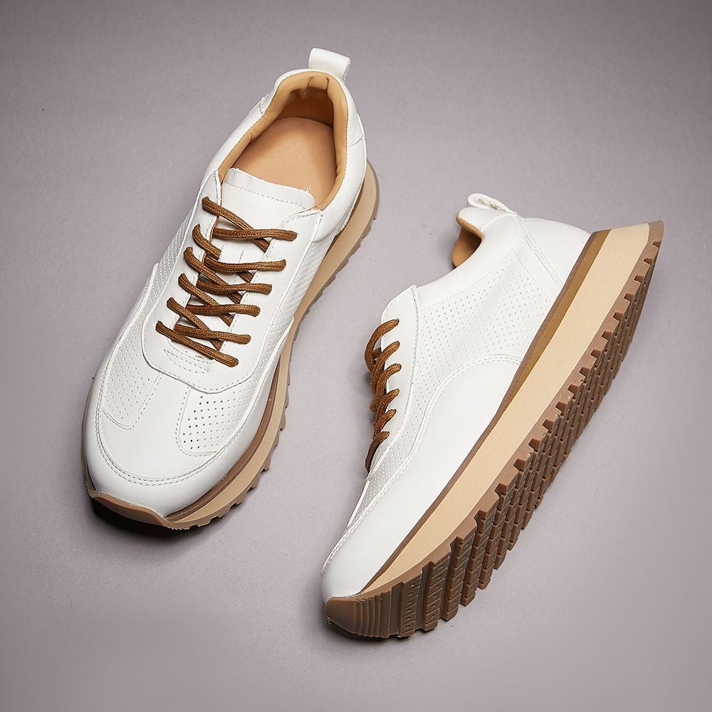 Retro Casual Sneakers for Summer with Genuine Top-Grain Horse Leather | Breathable Hollow-out Design
