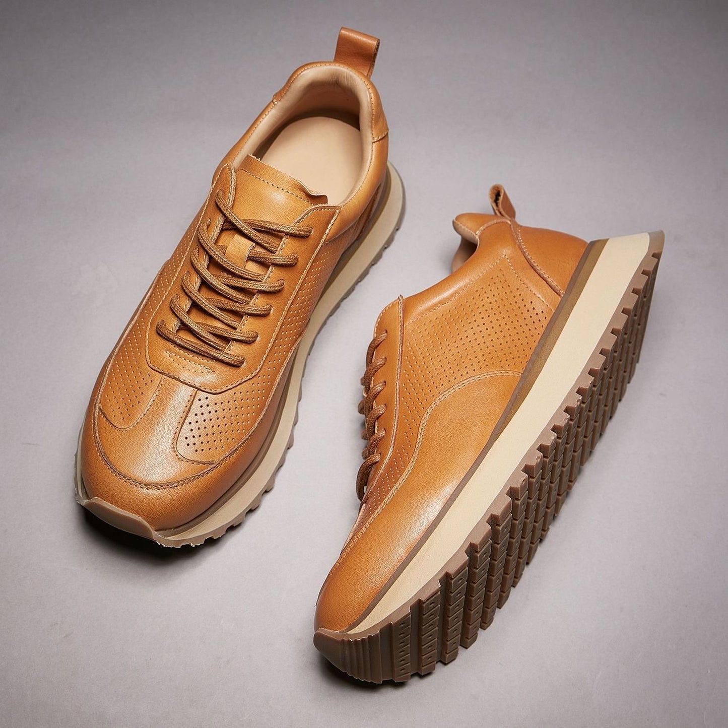 Retro Casual Sneakers for Summer with Genuine Top-Grain Horse Leather | Breathable Hollow-out Design