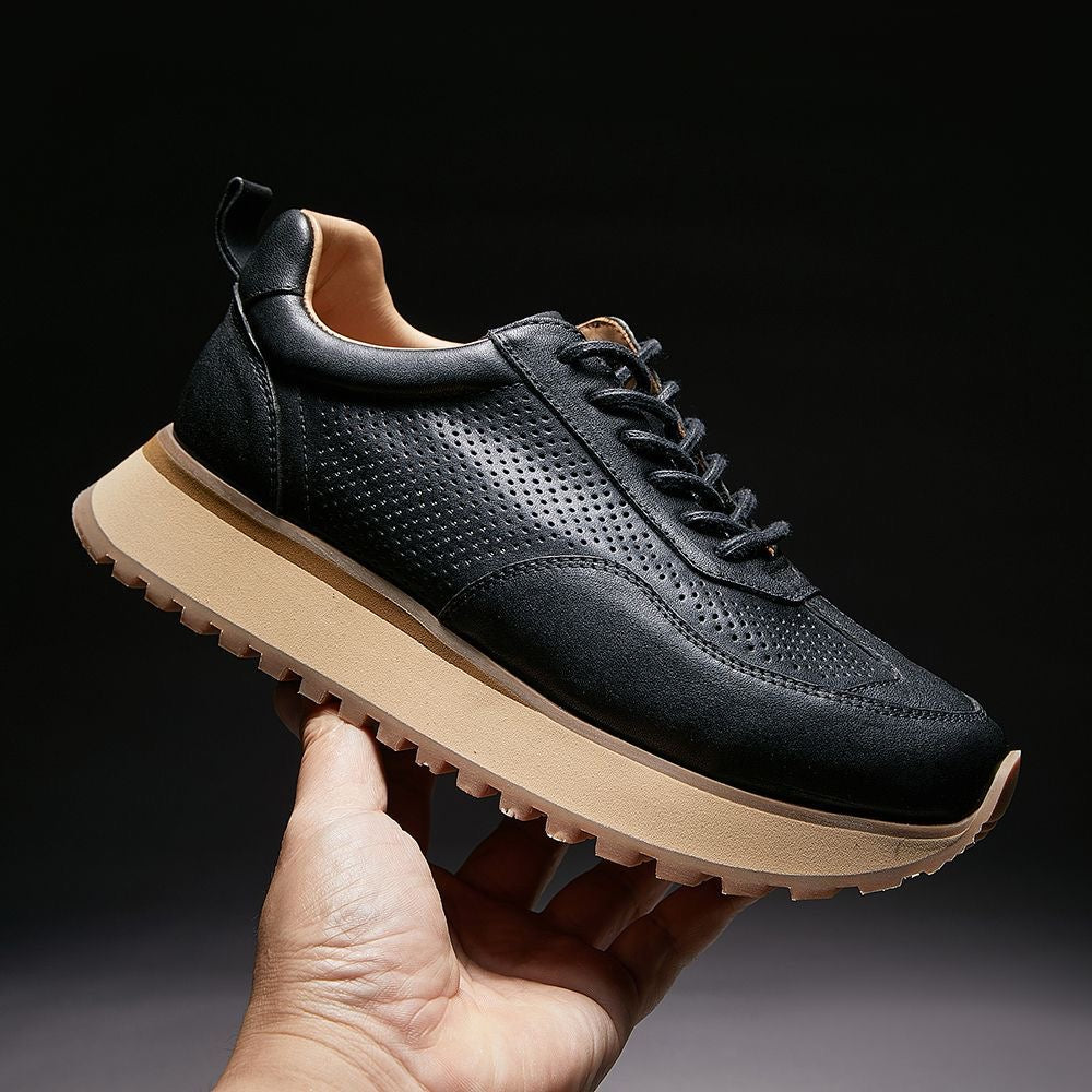 Retro Casual Sneakers for Summer with Genuine Top-Grain Horse Leather | Breathable Hollow-out Design