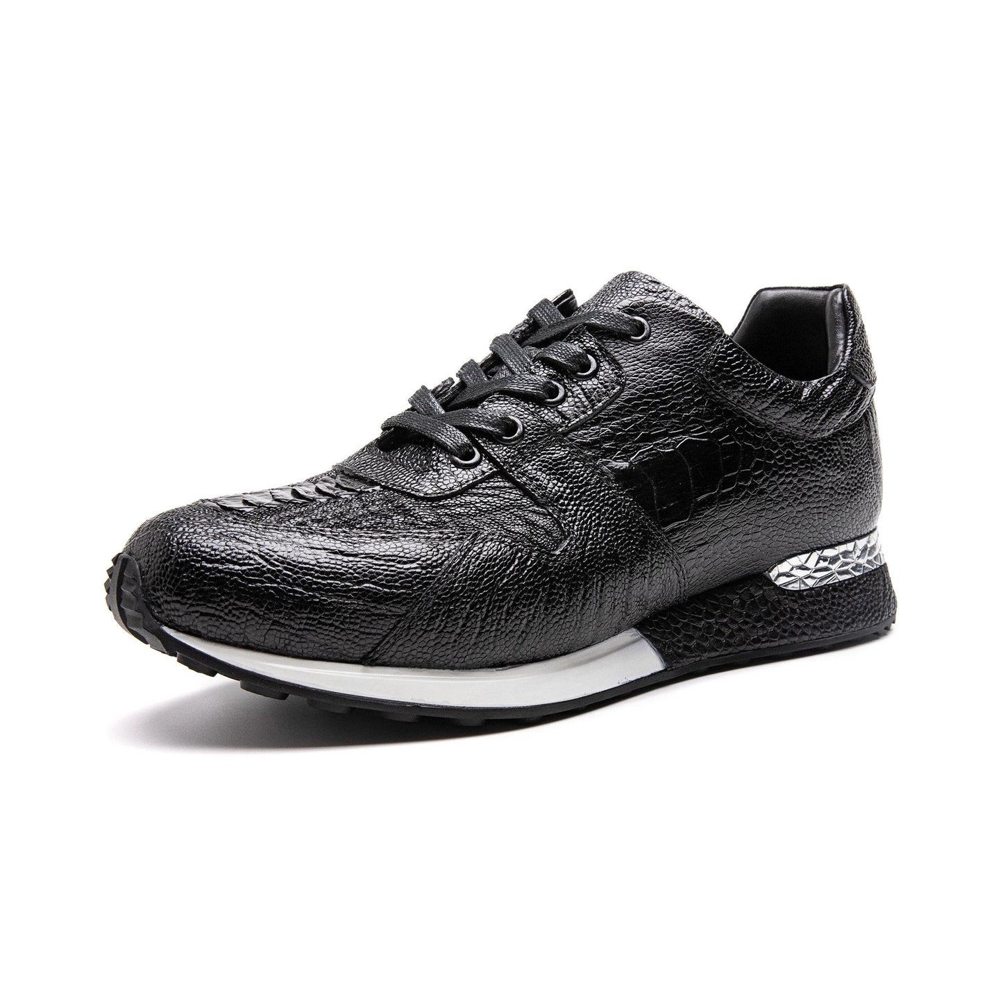 Crafton Heritage Premium Men's Handcrafted Ostrich Leg Leather Casual Sneakers - Breathable & Versatile Comfort