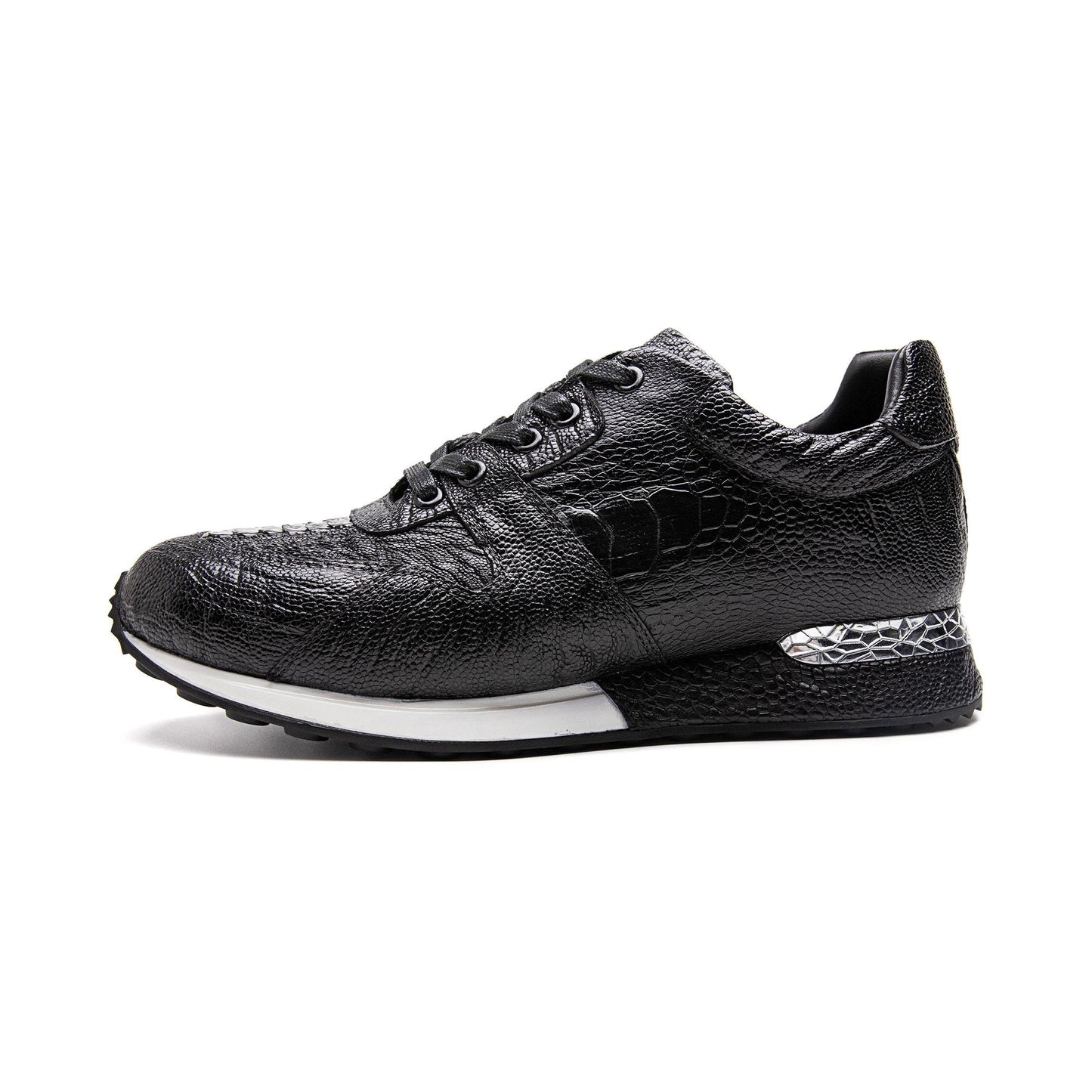 Crafton Heritage Premium Men's Handcrafted Ostrich Leg Leather Casual Sneakers - Breathable & Versatile Comfort