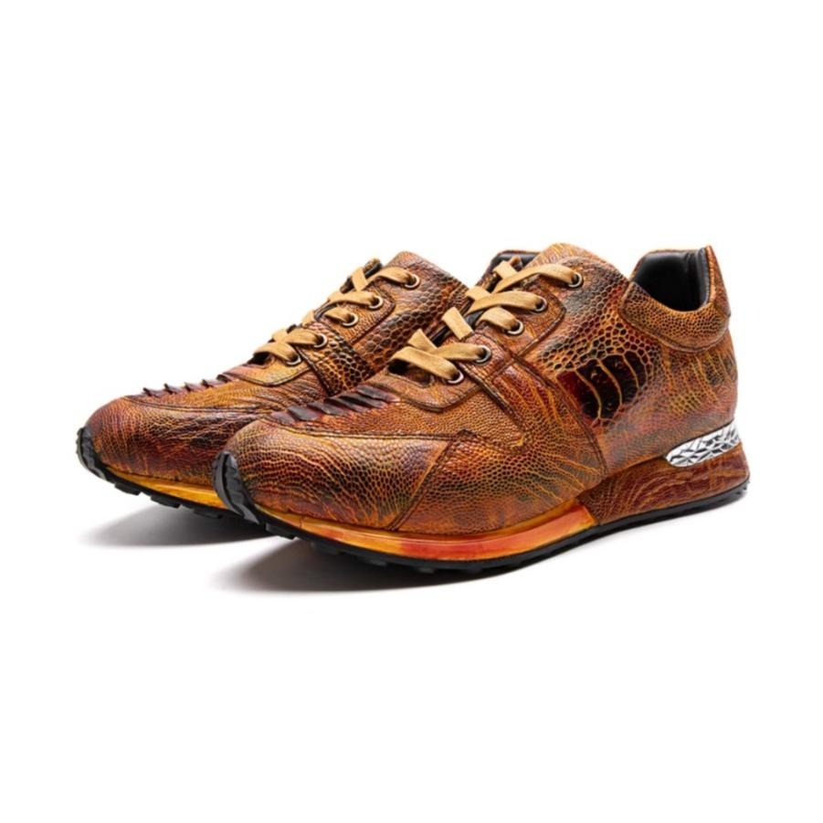 Crafton Heritage Premium Men's Handcrafted Ostrich Leg Leather Casual Sneakers - Breathable & Versatile Comfort