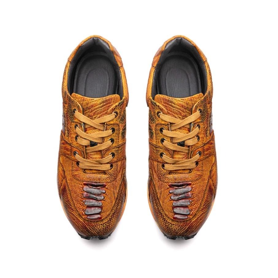 Crafton Heritage Premium Men's Handcrafted Ostrich Leg Leather Casual Sneakers - Breathable & Versatile Comfort